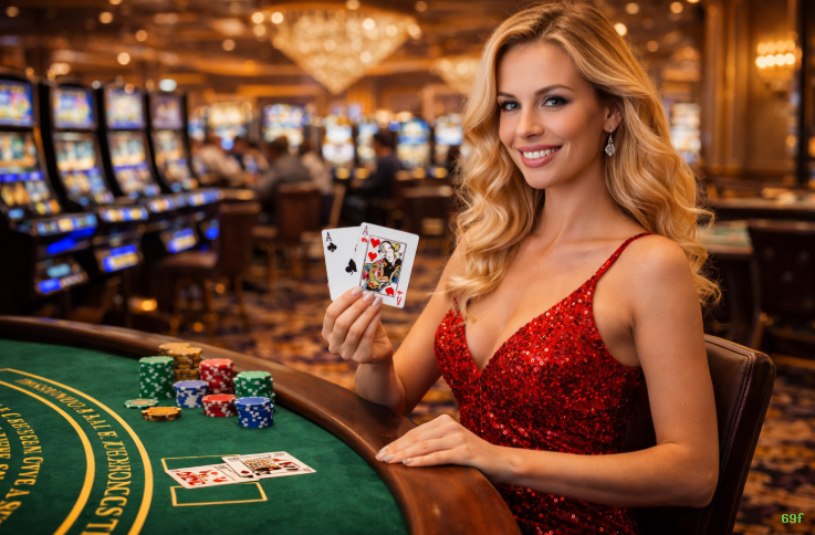 Imagem promocional do cassino online da 69f mostrando jogos ao vivo